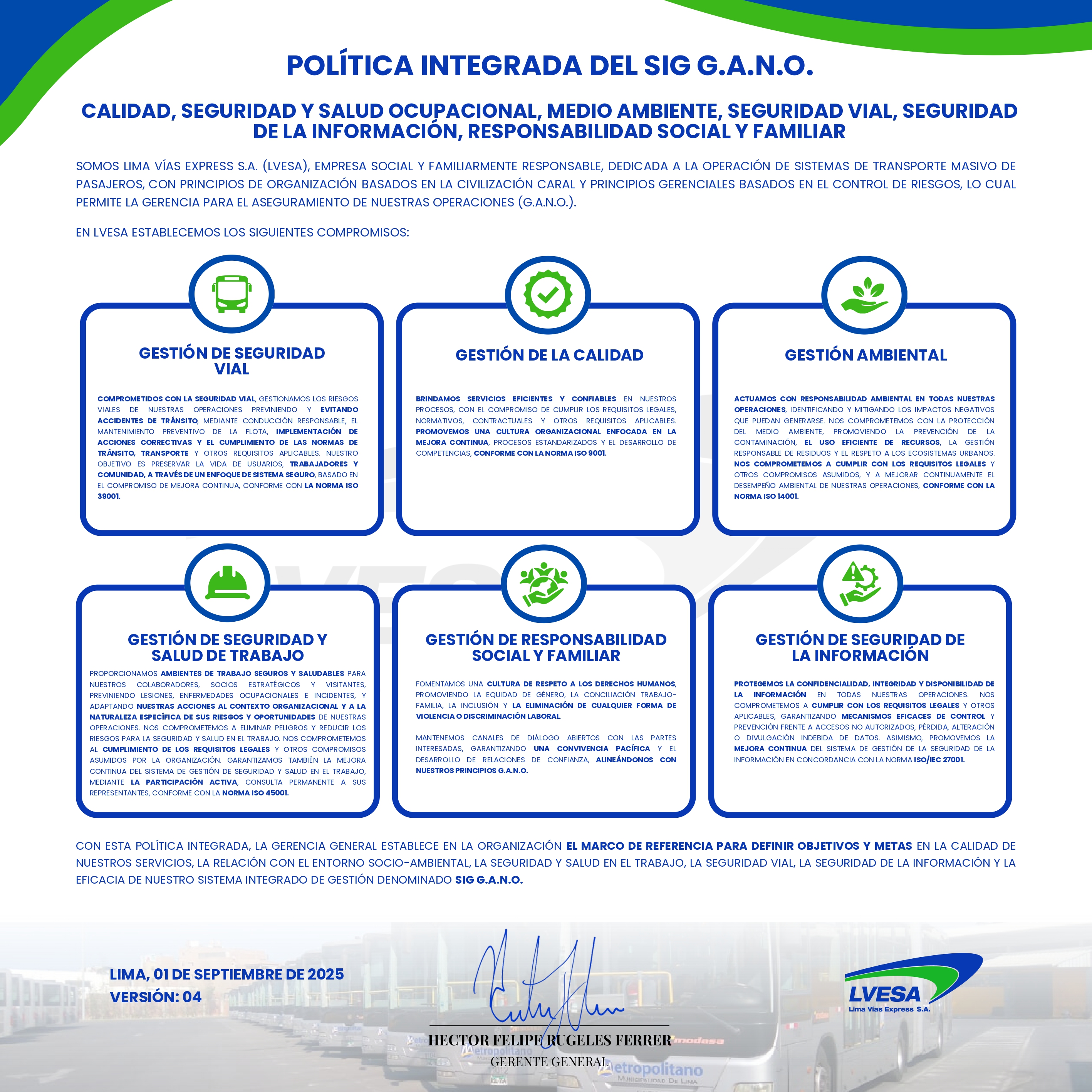 Política Integrada del Sistema G.A.N.O. de LVESA